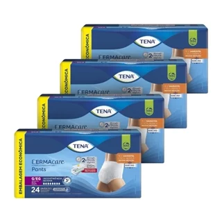 Fralda Descartável Adulto Tena Pants Dermacare Tamanho G/XG - 4 Pacotes com 24 Fraldas - Total 96 Tiras em Oferta na Shopee
