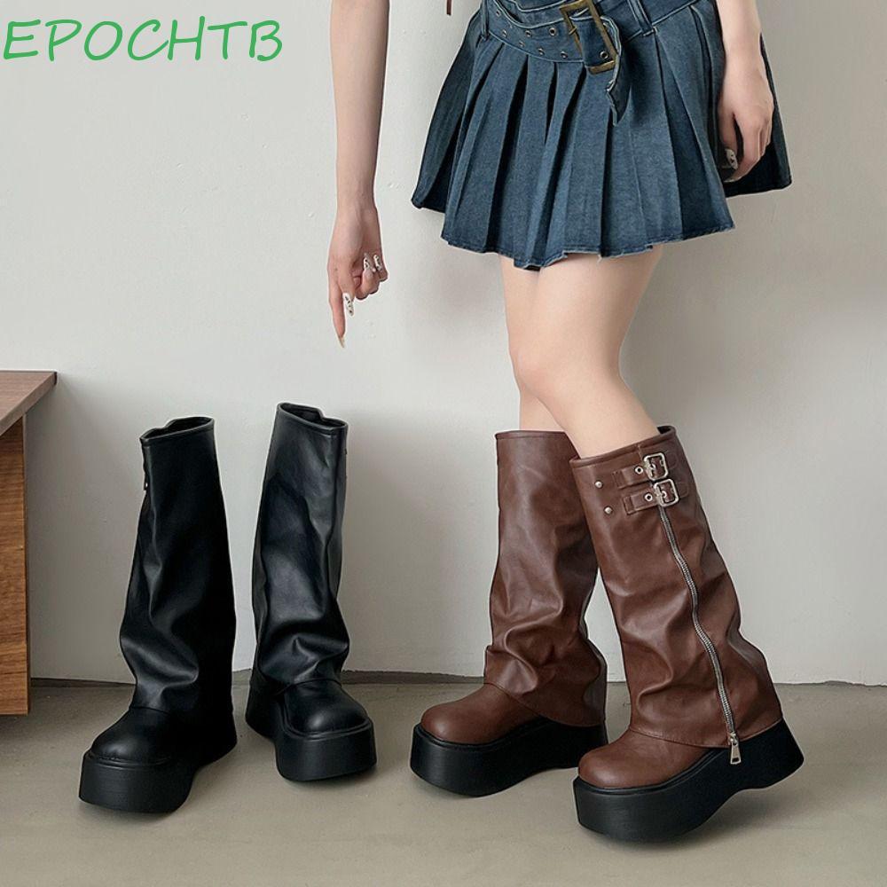 Botas Femininas De Motociclista EPOCHTB , Novo Design Y2K Punk Altas ...
