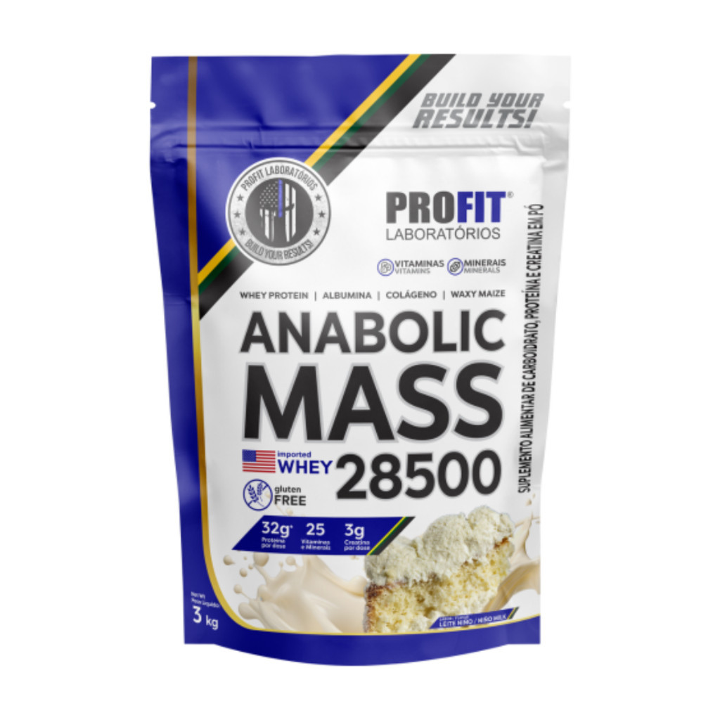 Anabolic Mass 28500 Hipercalórico com Creatina Ganho de Massa Peso e Energia 3kg
