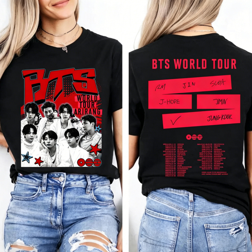 Camiseta Masculina Feminina Estampa BTS Foto Arirang Group T-shirt