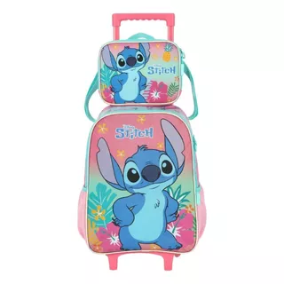 Kit Mochila de Rodinha e Lancheira Stitch e Angel Luxcel em Oferta na Shopee