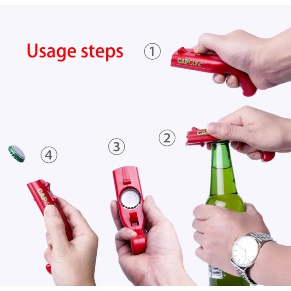 Abridor de Garrafa Cap Gun Criativo com Lançador de Tampinhas miniatura 3