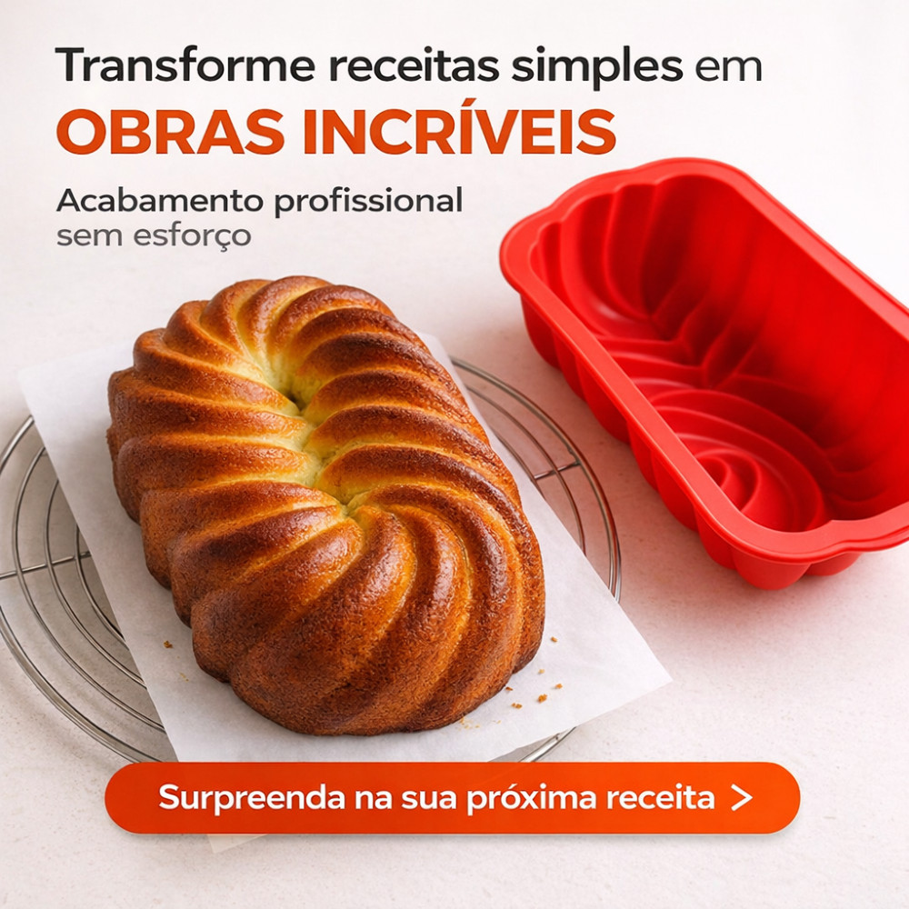 Forma Silicone Assadeira Retangular 3D Bolos Tortas Pães Con