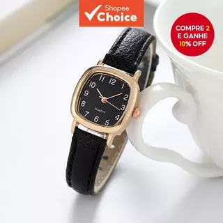 Moda Casual Pequeno Mostrador Relógio De Quartzo Algarismos Arábicos Pulseira De Couro Para Mulheres Uso Diário Escritór em Oferta na Shopee