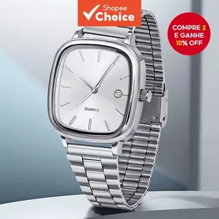 Relógio de quartzo de pulseira quadrada com banho de eletrodeposição para casal em Oferta na Shopee