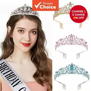 Coroa De Noiva Brilhante – Decoração De Bolo De Festa De Princesa E Tiara De Acessório De Cabelo Para Casamento/Aniversá