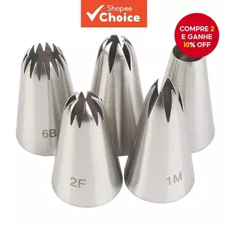 Conjunto De Pontas De Tubulação Média De Cinco Peças Com Bico De Aço Inoxidável 304 Para Decoração De Bolo em Oferta na Shopee