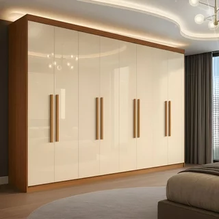 Guarda Roupa Casal 8 Portas 4 Gavetas Paris Espresso Móveis Cinamomo/Off White em Oferta na Shopee