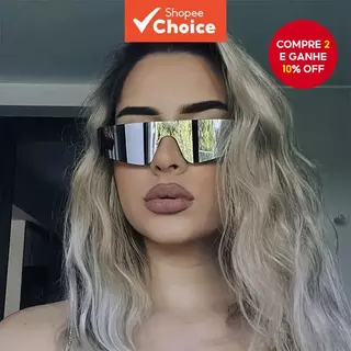 Óculos de sol espelhados prateados para homens e mulheres | Moda do futuro com proteção UV400 em Oferta na Shopee