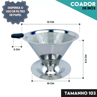Coador Filtro Café Inox 102/103 Pegador Com Silicone - Peneiro Aço Reutilizável - Promoção