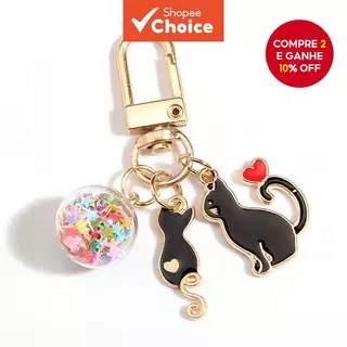 Desenho Animado Esmalte De Tubarão Jellyfish Star Bottle Keychain Cat Glass Bead Ball Keyring em Oferta na Shopee