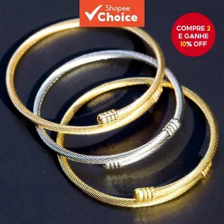 Cor Dourada De Aço Inoxidável Aberto Massa Frita Torce Fio Pulseira Moda Jóias Presente em Oferta na Shopee