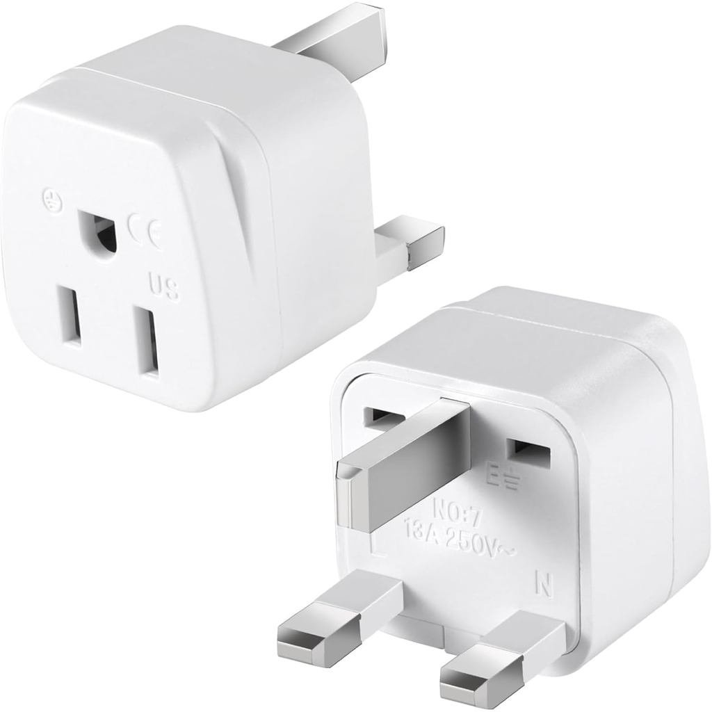 2 Pack US to UK Travel Plug Adapter, Type G, 3 Pin Grounded Wall Outlet ...