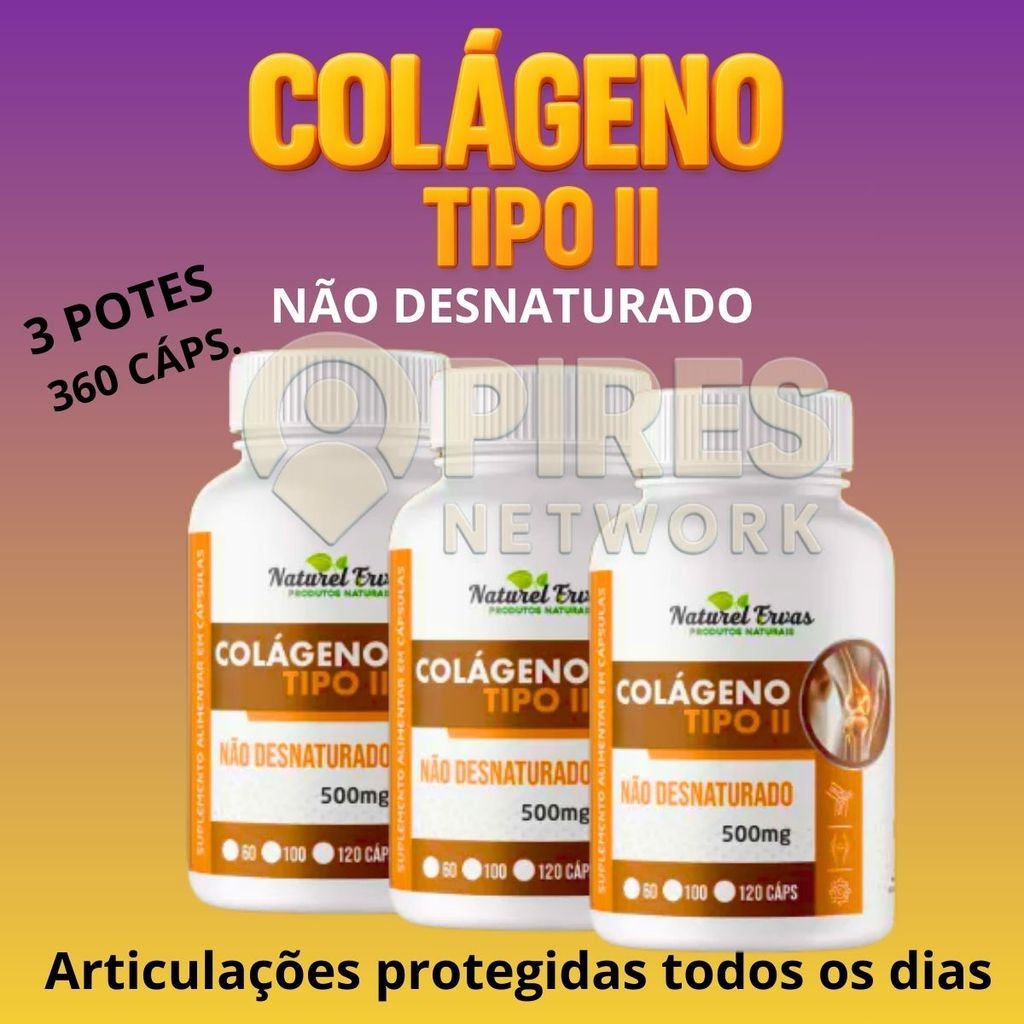 Colágeno Tipo 2 Não Desnaturado 120 Cápsulas 500mg Natural Suplemento ...