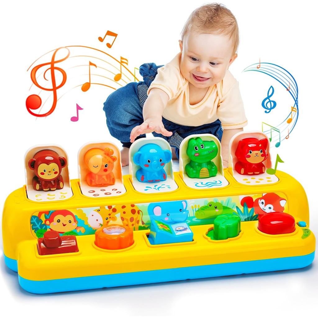Brinquedos Interativos Pop-up de Animais com Música e Luz, Brinquedos ...