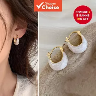 Brincos Em Forma De Barco Com Esmalte Branco De Leite , Joias Minimalistas Vintage Francesas Para Elegância Atemporal em Oferta na Shopee