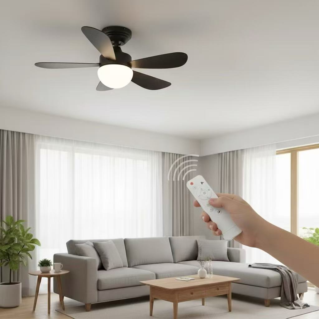 Ventilador De Teto Silencioso Com Lâmpada Luz 30w E Controle Remoto com 6 folhas branco (Lj Smile)