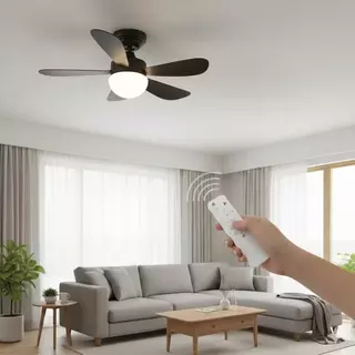 Ventilador De Teto Silencioso Com Lâmpada Luz 30w E Controle Remoto com 6 folhas branco (Lj Smile)