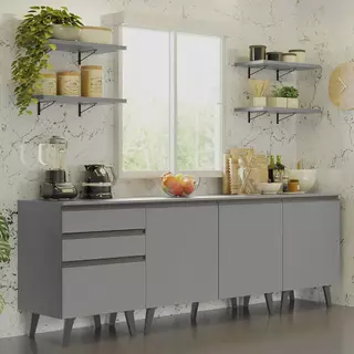 Armário de Cozinha Completa 240cm Nice Madesa 01 em Oferta na Shopee