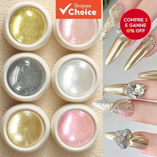 Novo conjunto de pó para unhas com glitter - 6 cores de pó espelho mágico e brilho intenso em ouro champanhe. em Oferta na Shopee