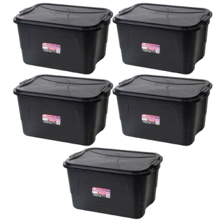 Kit 5 Caixa Organizadora Multibox 15L Com Tampa E Trava Black em Oferta na Shopee