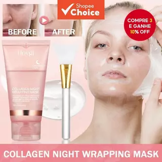 Máscara Facial Colágeno Noturna Peel Off, Hidrolisada, para elasticidade, hidratação e redução de flacidez - 75g. em Oferta na Shopee
