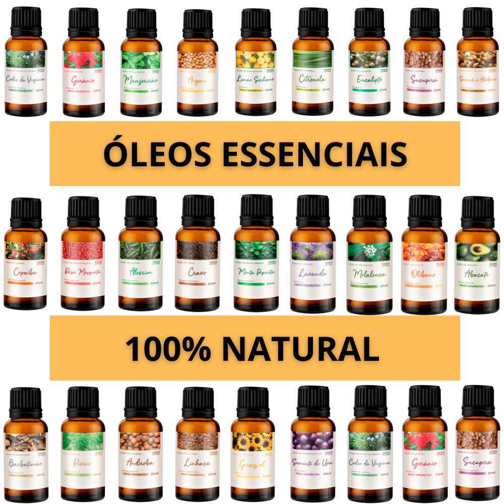 Óleo Essencial para Aromaterapia 100% Puro e Natural Linha Completa ...