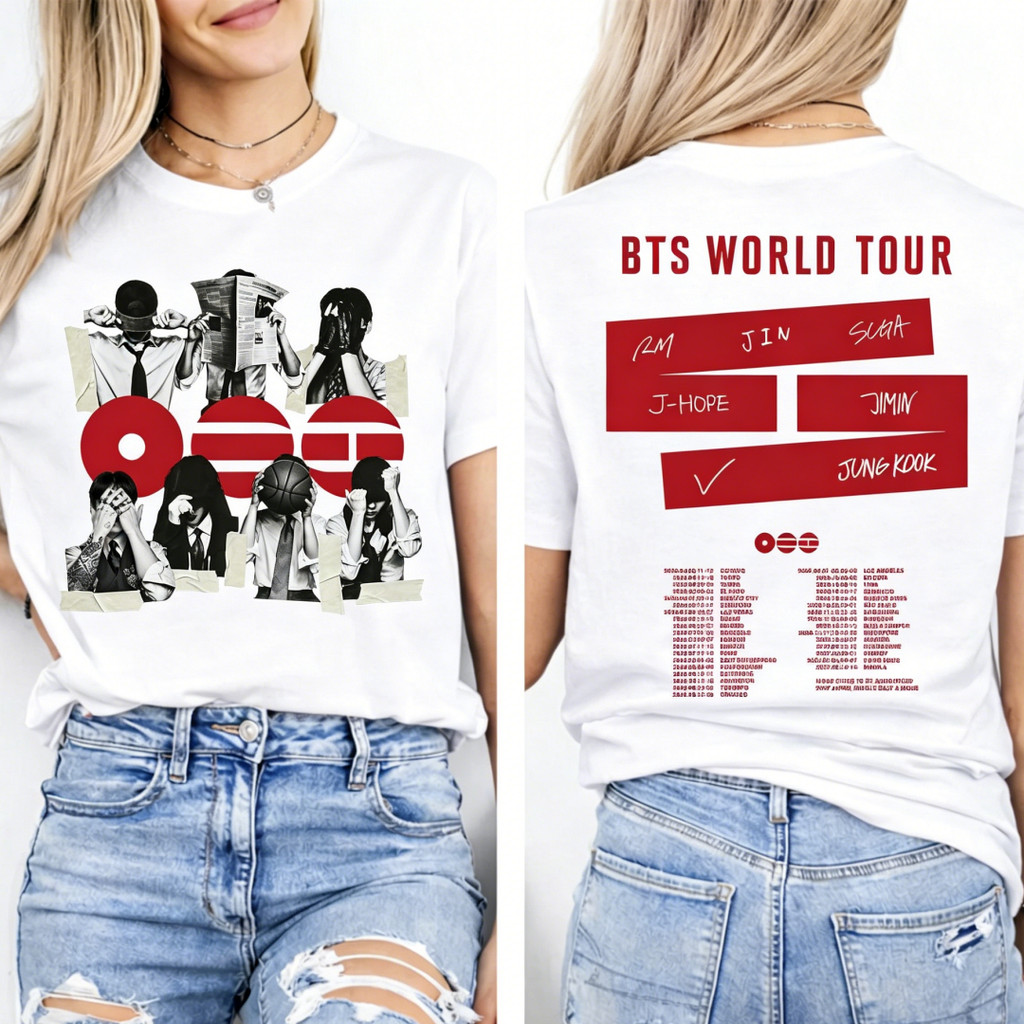 Camiseta Masculina Feminina Estampa Suga BTS Turnê Mundial T-shirt
