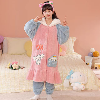 Outono inverno meninas quente Coral velo pijamas infantis de manga comprida meninas dos desenhos animados flanela terno em Oferta na Shopee