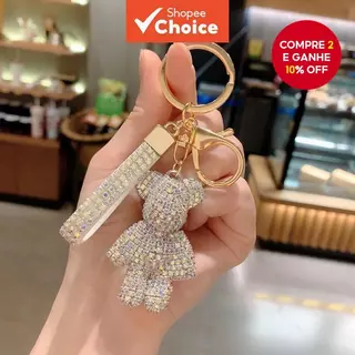 Chaveiro Porta-Chaves Pequeno Urso Diamante Criativo Carro Com em Oferta na Shopee