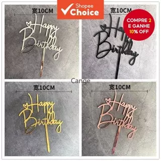 10pcs/set Acrílico Feliz Aniversário Decoração De Bolo De Festa De em Oferta na Shopee