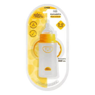 Mamadeira João e Maria Fluxo Variável Bico de Silicone 0-6+ Meses 360ml em Oferta na Shopee