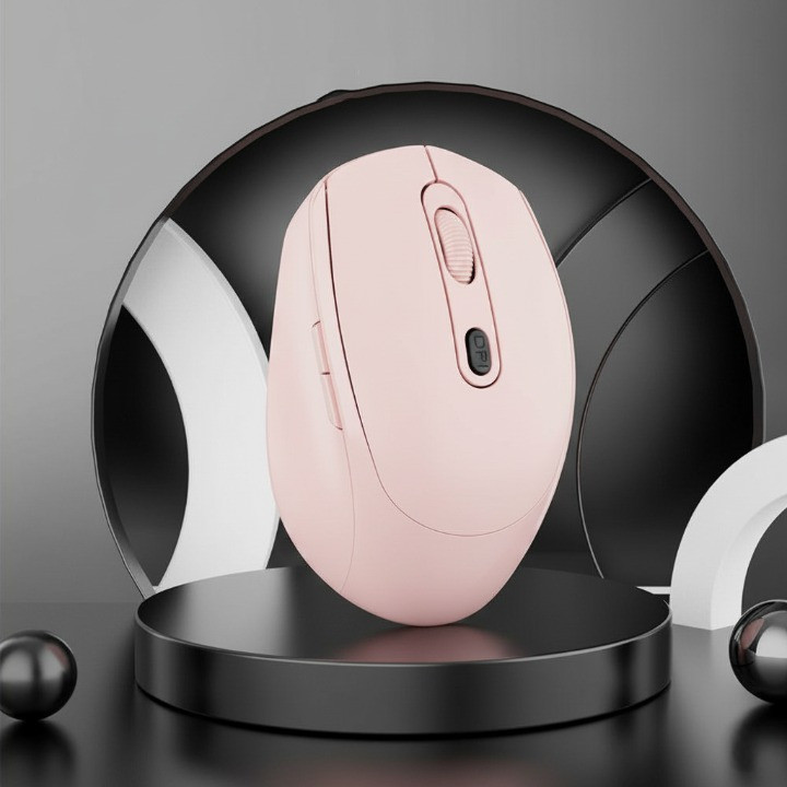 Mouse Wireless Rosa 1600DPI Design Ergonômico para Notebook