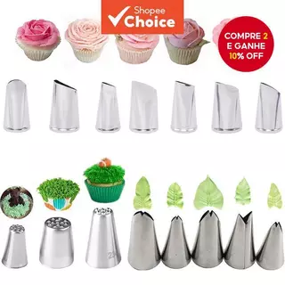 Conjunto De Bico De Tubulação De Folha De Pétala De Rosa De Grama Ferramenta De Decoração De Bolo Reutilizável Kit De Co em Oferta na Shopee