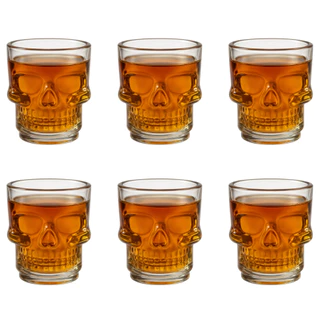 Jogo 6 Copos de Caveira Para Dose / Shot Tequila Whisky 50ml