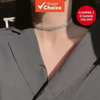 Gargantilha De Diamante Japonês Coreano Colar Moderno Com Corrente De Clavícula Pavé Completa Joias Da Moda Para Mulhere em Oferta na Shopee