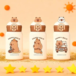 Garrafa Térmica Happy Bala 500ml: Capivara Fofa 3D + Uma Taça, Duas Bebidas!