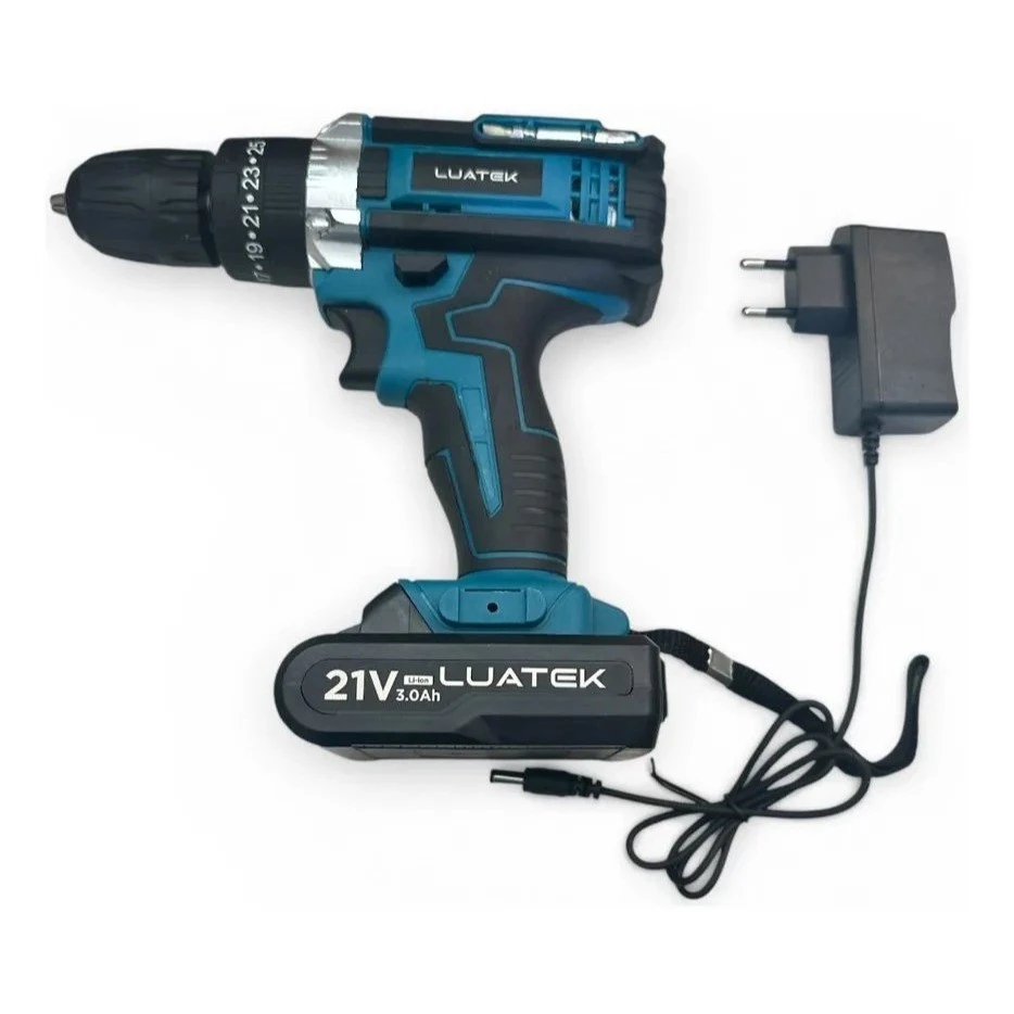 Kit Furadeira Parafusadeira de Impacto Sem Fio Profissional 1 Baterias Motor Brushless com Maleta Luatek LWJ-272 — foto 2 de 6