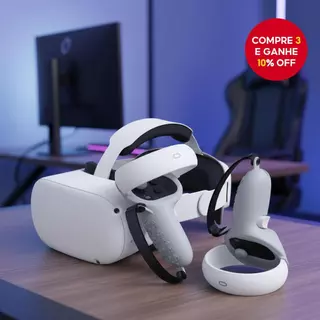  Oculus Meta Quest 2 VR Controladores Grips: Capa Antiderrapante e Protetores de Joystick, 1 Par, Cinza