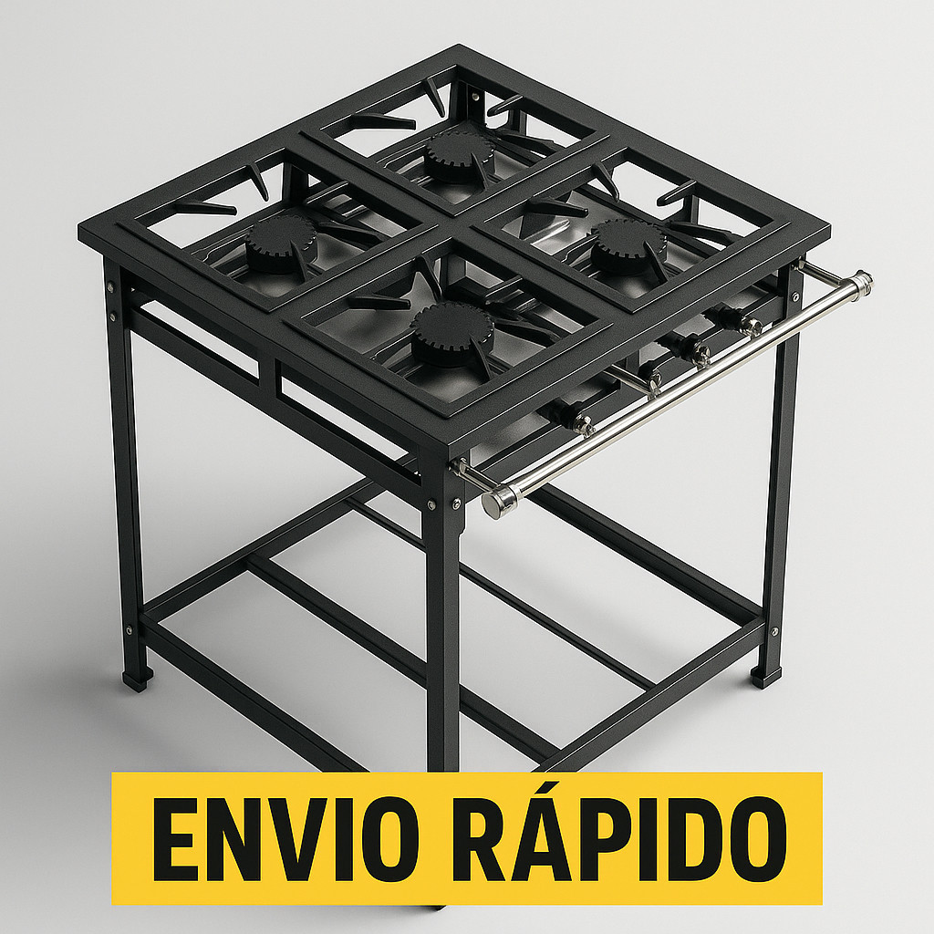 Fogão Industrial 4 Bocas Queimadores Ferro fundido Grelha Aç