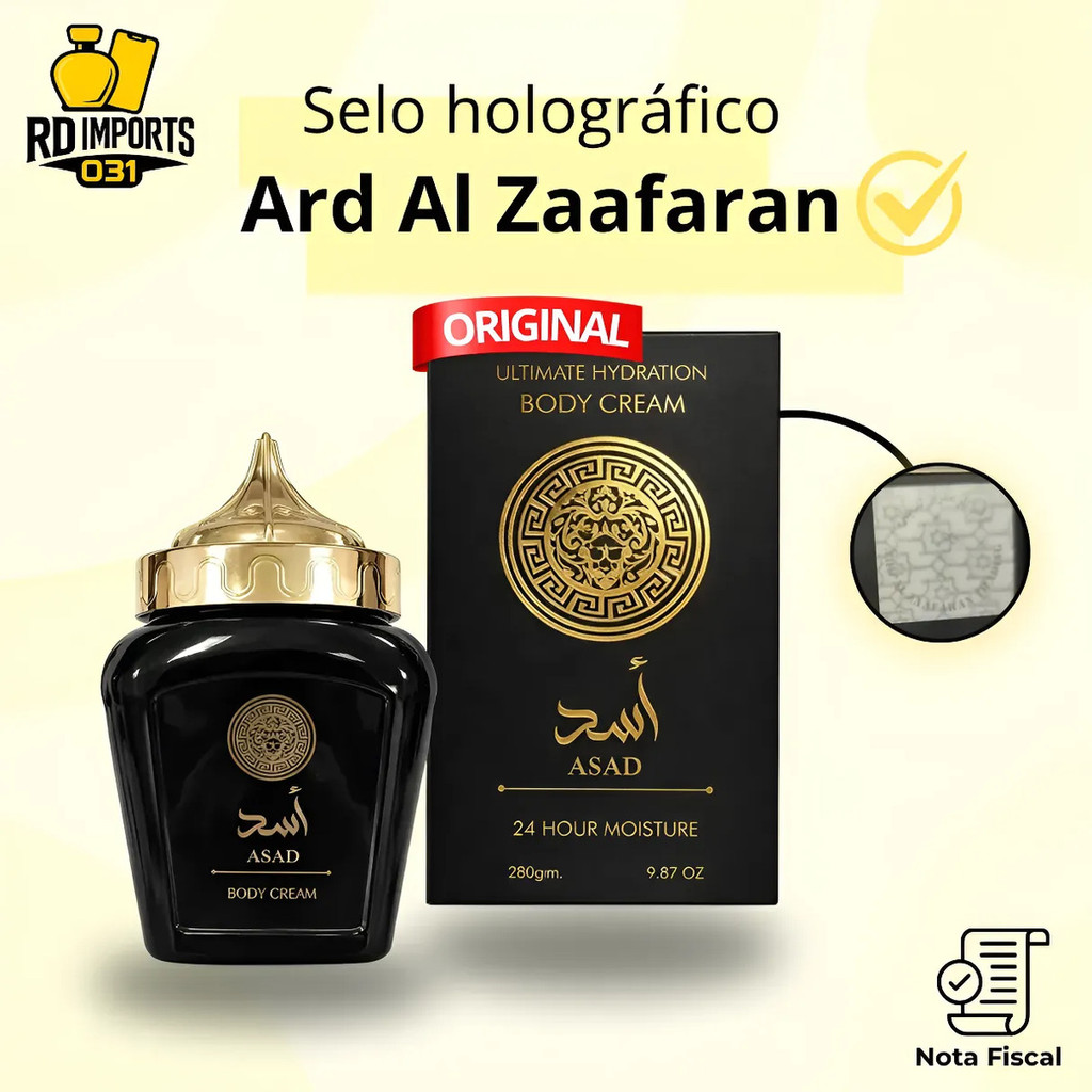 Body Cream Asad Creme Hidratante Ard Lançamento Lattafa 280g