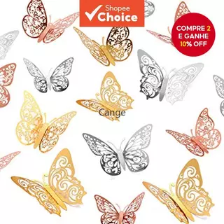 12 Peças De Decoração De Borboleta Dourada , Parede 3D Festa Aniversário Artesanal em Oferta na Shopee