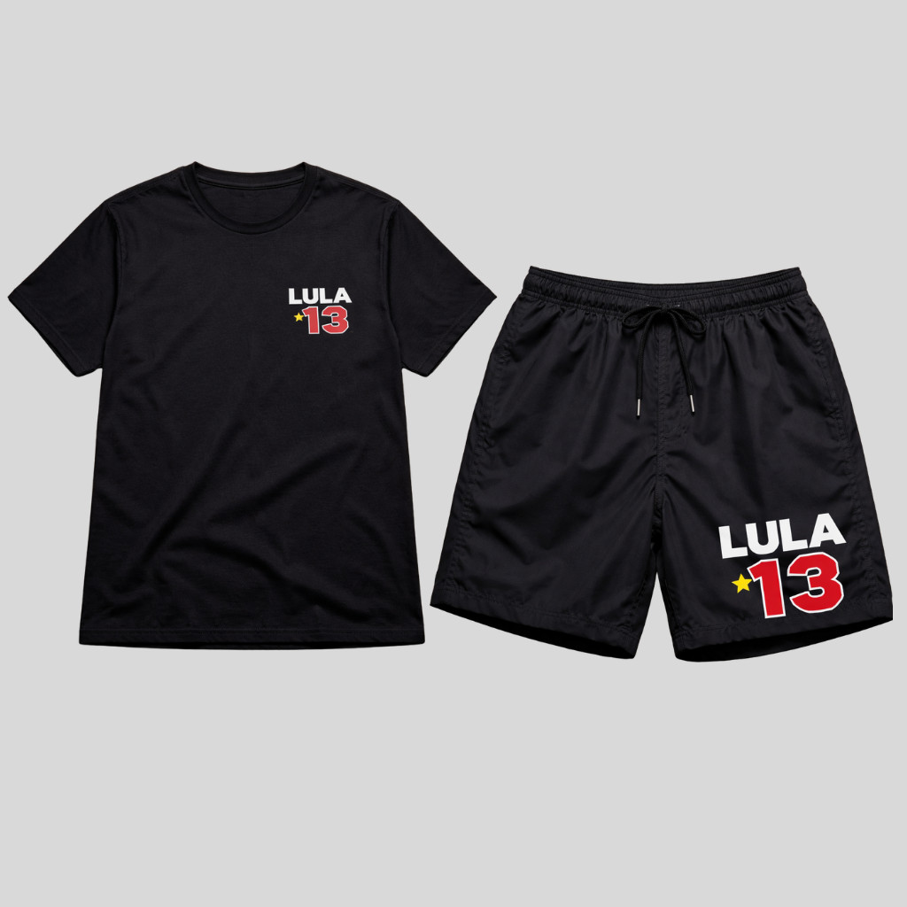Kit Camiseta e Short Tactel Presidente Lula 13 Eleição 2026 PT Votos ...