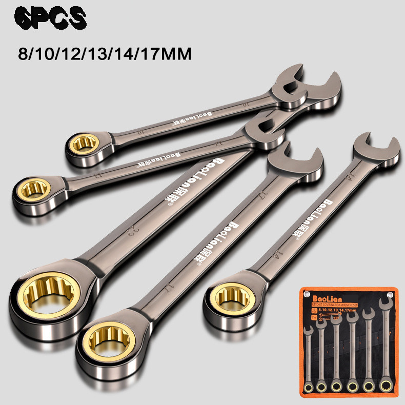 Conjunto De Chave De Catraca 2 Em 1, Conjunto De Ferramentas De Reparo Automático De Chave De Soquete De 8-17mm