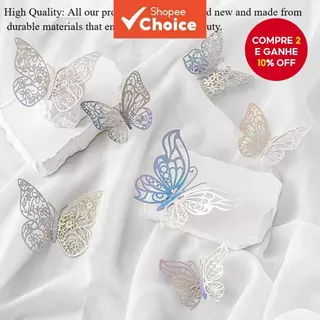 12pcs Decalques De Parede De Borboleta 3D Adesivos Artísticos Para Quarto Sala De Estar Decoração De Casamento em Oferta na Shopee
