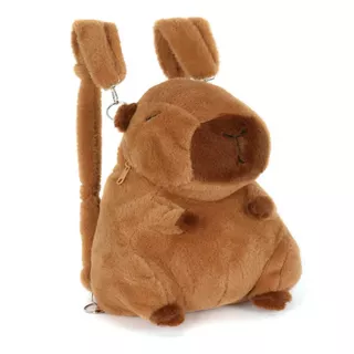 Mochila Infantil de Pelúcia Capivara Fofa com Zíper e Alças em Oferta na Shopee