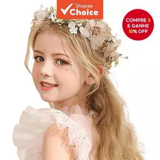 Capacete De Menina Flor Para Casamento , Coroa Floral Rosa E Branca Crianças Noivas em Oferta na Shopee