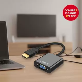 Cabo Adaptador HDMI para VGA com Áudio, Conversor de Porta Macho para Fêmea em Oferta na Shopee