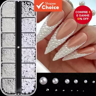 Bola De Metal Prateada Branca Com Parte Traseira Plana Strass 3D Amuletos Joias Para Arte Em Unhas em Oferta na Shopee