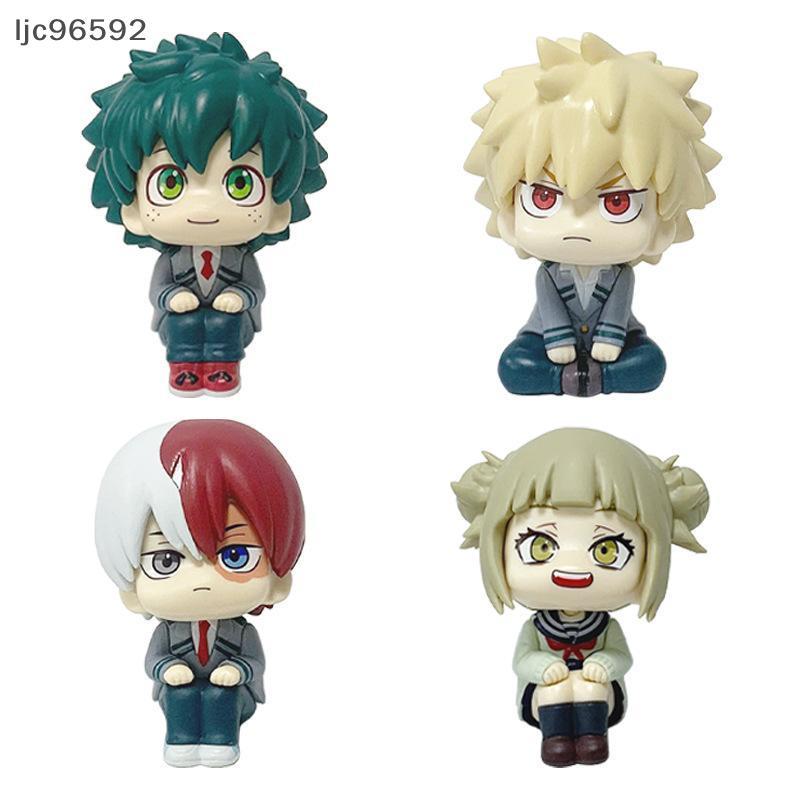 Figuras My Hero Academia - Modelo de personaje MHA con pedestal Midoriya Izuku/Todoroki Shoto/Bakugō Katsuki Figura Versión Q Conjunto de estatuas Adornos for regalos de fanáticos de escritorio ( Colo